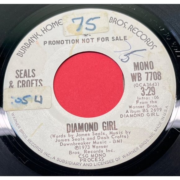Seals & Crofts Diamond Girl 45 Pop Promo Warner Brothers 7708 1973 - Picture 1 of 4
